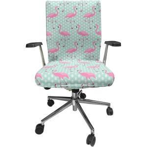 Ambesonne Squirrel Office Chair Cover, Christmas New Year Nature Pattern with Reindeers and Cardinal Birds Sketch Art, Stretchable Decorative Universal Size High Back Printed Slipcover, Brown White(Mint Green)