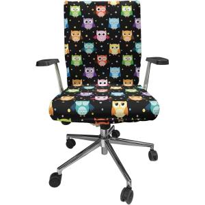 Ambesonne Squirrel Office Chair Cover, Christmas New Year Nature Pattern with Reindeers and Cardinal Birds Sketch Art, Stretchable Decorative Universal Size High Back Printed Slipcover, Brown White(Black Multicolor)