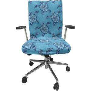 Ambesonne Squirrel Office Chair Cover, Christmas New Year Nature Pattern with Reindeers and Cardinal Birds Sketch Art, Stretchable Decorative Universal Size High Back Printed Slipcover, Brown White(Aqua Blue)