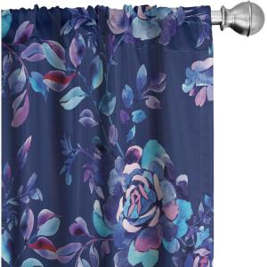 Ambesonne Tropical Curtains, Neutral Colors Boho Silhouettes of Exotic Jungle Leaves Gothic Vibes, Window Treatments 2 Panel Set for Living Room Bedroom, Pair of – 28″ x 63″, Charcoal Grey Pale Grey(Indigo Sky Blue Violet)