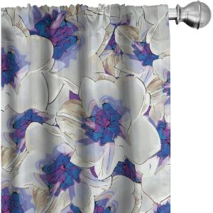 Ambesonne Tropical Curtains, Neutral Colors Boho Silhouettes of Exotic Jungle Leaves Gothic Vibes, Window Treatments 2 Panel Set for Living Room Bedroom, Pair of – 28″ x 63″, Charcoal Grey Pale Grey(Pale Sage Green Dark Blue)