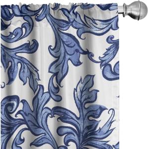 Ambesonne Tropical Curtains, Neutral Colors Boho Silhouettes of Exotic Jungle Leaves Gothic Vibes, Window Treatments 2 Panel Set for Living Room Bedroom, Pair of – 28″ x 63″, Charcoal Grey Pale Grey(Blue White Dark Ceil)