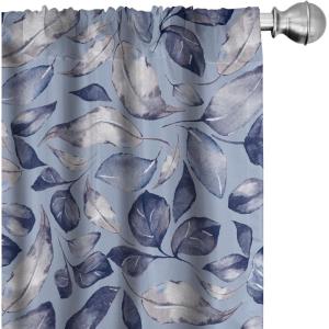 Ambesonne Tropical Curtains, Neutral Colors Boho Silhouettes of Exotic Jungle Leaves Gothic Vibes, Window Treatments 2 Panel Set for Living Room Bedroom, Pair of – 28″ x 63″, Charcoal Grey Pale Grey(Lavender Blue and Dark Indigo)