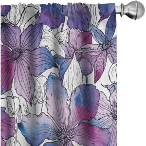 Ambesonne Tropical Curtains, Neutral Colors Boho Silhouettes of Exotic Jungle Leaves Gothic Vibes, Window Treatments 2 Panel Set for Living Room Bedroom, Pair of – 28″ x 63″, Charcoal Grey Pale Grey(Blue Magenta Violet)