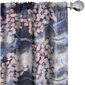 Ambesonne Tropical Curtains, Neutral Colors Boho Silhouettes of Exotic Jungle Leaves Gothic Vibes, Window Treatments 2 Panel Set for Living Room Bedroom, Pair of – 28″ x 63″, Charcoal Grey Pale Grey(Pale Pink and Dark Violet)
