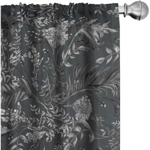 Ambesonne Tropical Curtains, Neutral Colors Boho Silhouettes of Exotic Jungle Leaves Gothic Vibes, Window Treatments 2 Panel Set for Living Room Bedroom, Pair of – 28″ x 63″, Charcoal Grey Pale Grey(Charcoal Grey)