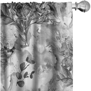 Ambesonne Tropical Curtains, Neutral Colors Boho Silhouettes of Exotic Jungle Leaves Gothic Vibes, Window Treatments 2 Panel Set for Living Room Bedroom, Pair of – 28″ x 63″, Charcoal Grey Pale Grey(Charcoal Grey Off White)