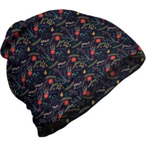 Ambesonne Unisex Beanie, Christmas Botany Graphic, Hiking Outdoors Multicolor