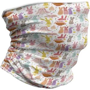 Ambesonne Unisex Multicolor Face and Neck Warmers(Colorful Rabbits Pink Hearts)