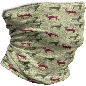 Ambesonne Unisex Multicolor Face and Neck Warmers(Damask Snowflake Deer)