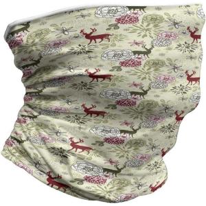 Ambesonne Unisex Multicolor Face and Neck Warmers(Deer Flowers Christmas)