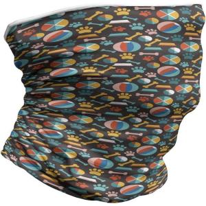 Ambesonne Unisex Multicolor Face and Neck Warmers(Puppy Food Traces and Toys)