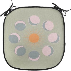 Ambesonne Vintage Christmas Chair Cushion Pads Set of 6, Snowy Winter Branches and Pine Cones Top View Rustic Vibes, Anti-Slip Seat Padding for Kitchen & Patio, 16″x16″, Ecru and Olive Green(Rose Pale Khaki Marigold)