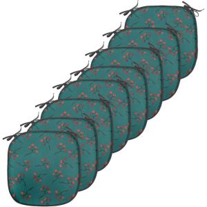 Ambesonne Winter Chair Seating Cushion Set of 4, Deer Silhouettes with Blossoming Flowers Abstract Christmas Nature, Anti-Slip Seat Padding for Kitchen & Patio, 16″x16″, Olive Green Pale Green(Teal Ruby Vermilion)