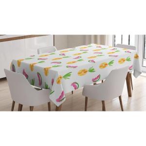 Ambesonne Winter Tablecloth, Pattern with Ornate Snowflake Motifs and Dots Retro Christmas Inspired Repetitive, Rectangular Table Cover for Dining Room Kitchen Decor, 60″ X 84″,White Bluegrey(Pastel Orange)