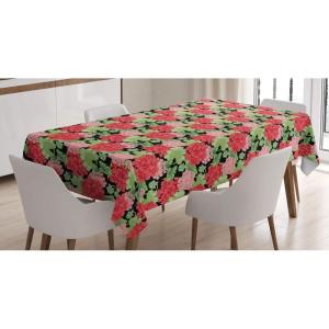 Ambesonne Winter Tablecloth, Pattern with Ornate Snowflake Motifs and Dots Retro Christmas Inspired Repetitive, Rectangular Table Cover for Dining Room Kitchen Decor, 60″ X 84″,White Bluegrey(Black Green)
