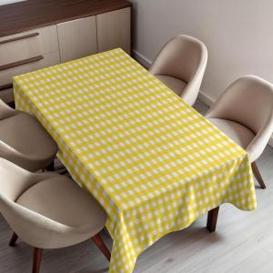 Ambesonne Winter Tablecloth, Pattern with Ornate Snowflake Motifs and Dots Retro Christmas Inspired Repetitive, Rectangular Table Cover for Dining Room Kitchen Decor, 60″ X 84″,White Bluegrey(Yellow White)
