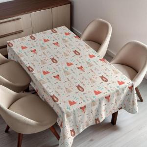 Ambesonne Winter Tablecloth, Pattern with Ornate Snowflake Motifs and Dots Retro Christmas Inspired Repetitive, Rectangular Table Cover for Dining Room Kitchen Decor, 60″ X 84″,White Bluegrey(White Salmon)