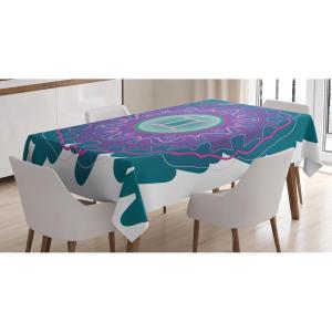 Ambesonne Winter Tablecloth, Pattern with Ornate Snowflake Motifs and Dots Retro Christmas Inspired Repetitive, Rectangular Table Cover for Dining Room Kitchen Decor, 60″ X 84″,White Bluegrey(Green Teal)