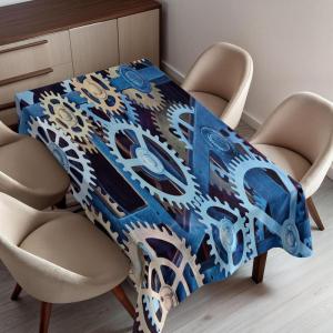 Ambesonne Winter Tablecloth, Pattern with Ornate Snowflake Motifs and Dots Retro Christmas Inspired Repetitive, Rectangular Table Cover for Dining Room Kitchen Decor, 60″ X 84″,White Bluegrey(Brown Blue)