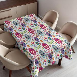 Ambesonne Winter Tablecloth, Pattern with Ornate Snowflake Motifs and Dots Retro Christmas Inspired Repetitive, Rectangular Table Cover for Dining Room Kitchen Decor, 60″ X 84″,White Bluegrey(Magenta Lavender)