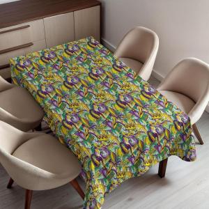 Ambesonne Winter Tablecloth, Retro Style Christmas Pattern with Various Gentle Snowflake Motifs Vintage Pastel, Dining Room Kitchen Rectangular Table Cover, 52″ X 70″,Pale Beige(Mustard Purple)