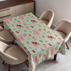 Ambesonne Winter Tablecloth, Retro Style Christmas Pattern with Various Gentle Snowflake Motifs Vintage Pastel, Dining Room Kitchen Rectangular Table Cover, 52″ X 70″,Pale Beige(Soft Seafoam)
