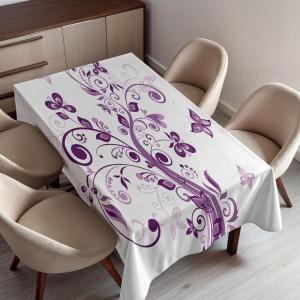Ambesonne Winter Tablecloth, Retro Style Christmas Pattern with Various Gentle Snowflake Motifs Vintage Pastel, Dining Room Kitchen Rectangular Table Cover, 52″ X 70″,Pale Beige(Violet White)