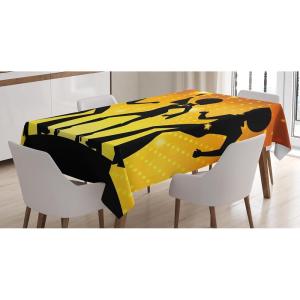 Ambesonne Winter Tablecloth, Retro Style Christmas Pattern with Various Gentle Snowflake Motifs Vintage Pastel, Dining Room Kitchen Rectangular Table Cover, 52″ X 70″,Pale Beige(Orange Yellow)