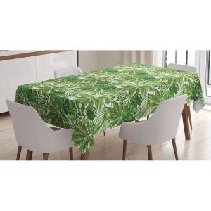 Ambesonne Winter Tablecloth, Retro Style Christmas Pattern with Various Gentle Snowflake Motifs Vintage Pastel, Dining Room Kitchen Rectangular Table Cover, 52″ X 70″,Pale Beige(Olive Green)