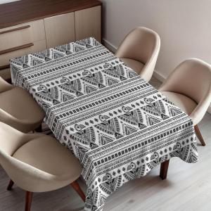 Ambesonne Winter Tablecloth, Retro Style Christmas Pattern with Various Gentle Snowflake Motifs Vintage Pastel, Dining Room Kitchen Rectangular Table Cover, 52″ X 70″,Pale Beige(Black and White)