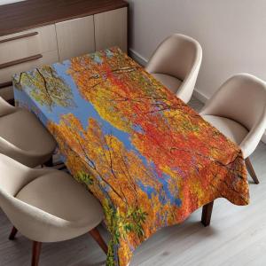 Ambesonne Winter Tablecloth, Retro Style Christmas Pattern with Various Gentle Snowflake Motifs Vintage Pastel, Dining Room Kitchen Rectangular Table Cover, 52″ X 70″,Pale Beige(Orange Green)