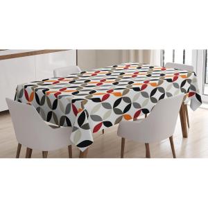 Ambesonne Winter Tablecloth, Retro Style Christmas Pattern with Various Gentle Snowflake Motifs Vintage Pastel, Dining Room Kitchen Rectangular Table Cover, 52″ X 70″,Pale Beige(Black Grey)