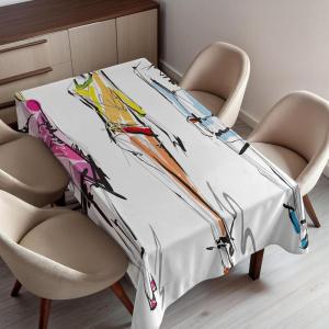 Ambesonne Winter Tablecloth, Retro Style Christmas Pattern with Various Gentle Snowflake Motifs Vintage Pastel, Dining Room Kitchen Rectangular Table Cover, 52″ X 70″,Pale Beige(Pale Blue)