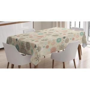 Ambesonne Winter Tablecloth, Retro Style Christmas Pattern with Various Gentle Snowflake Motifs Vintage Pastel, Dining Room Kitchen Rectangular Table Cover, 52″ X 70″,Pale Beige(Pale Beige)