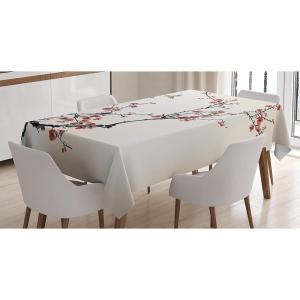 Ambesonne Winter Tablecloth, Retro Style Christmas Pattern with Various Gentle Snowflake Motifs Vintage Pastel, Dining Room Kitchen Rectangular Table Cover, 52″ X 70″,Pale Beige(Black Burgundy)