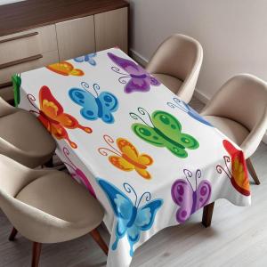 Ambesonne Winter Tablecloth, Retro Style Christmas Pattern with Various Gentle Snowflake Motifs Vintage Pastel, Dining Room Kitchen Rectangular Table Cover, 52″ X 70″,Pale Beige(White Purple)