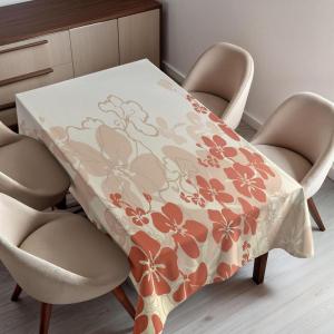 Ambesonne Winter Tablecloth, Retro Style Christmas Pattern with Various Gentle Snowflake Motifs Vintage Pastel, Dining Room Kitchen Rectangular Table Cover, 52″ X 70″,Pale Beige(Fuchsia Salmon)