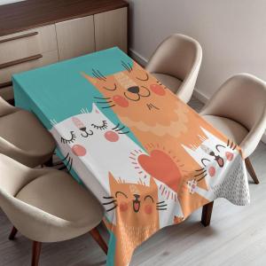 Ambesonne Winter Tablecloth, Retro Style Christmas Pattern with Various Gentle Snowflake Motifs Vintage Pastel, Dining Room Kitchen Rectangular Table Cover, 52″ X 70″,Pale Beige(Teal Orange)