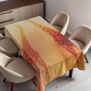 Ambesonne Winter Tablecloth, Retro Style Christmas Pattern with Various Gentle Snowflake Motifs Vintage Pastel, Dining Room Kitchen Rectangular Table Cover, 52″ X 70″,Pale Beige(Orange)