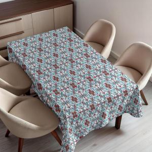 Ambesonne Winter Tablecloth, Retro Style Christmas Pattern with Various Gentle Snowflake Motifs Vintage Pastel, Dining Room Kitchen Rectangular Table Cover, 52″ X 70″,Pale Beige(Blue)