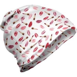 Ambesonne unisex-adult mens Beanie(Burgundy and Pink)