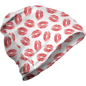 Ambesonne unisex-adult mens Beanie(Dark Pink and White)
