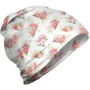 Ambesonne unisex-adult mens Beanie(Green Pink Off White)