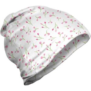 Ambesonne unisex-adult mens Beanie(Pale Pink and Green)