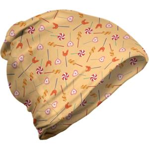 Ambesonne unisex-adult mens Beanie(Peach and Multicolor)