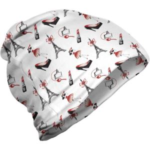 Ambesonne unisex-adult mens Beanie(Ruby Black White)