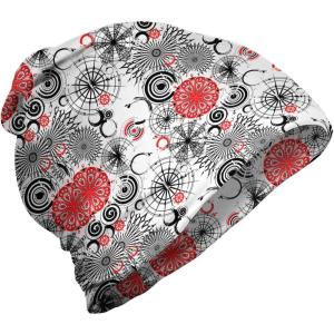 Ambesonne unisex-adult mens Beanie(Vermilion Black White)