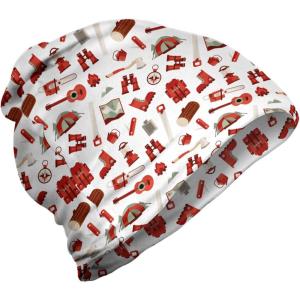 Ambesonne unisex-adult mens Beanie(White Vermilion and Brown)