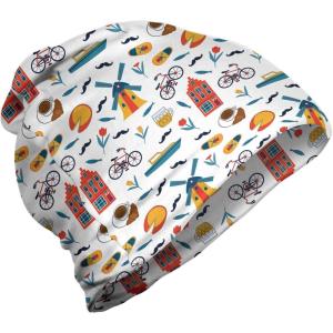 Ambesonne unisex-adult mens Beanie(White and Multicolor)